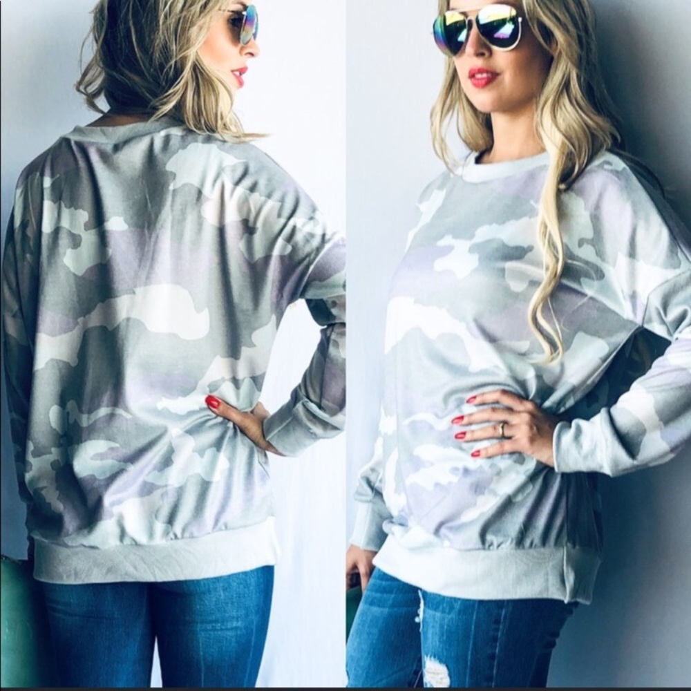 and the why pink camouflage long sleeve top